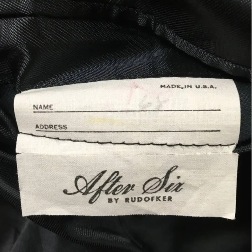 After Six by Rudofker Large Black Lined Tuxedo Jacket W Satin Trim Pleated Pants
